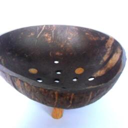 "Natural Coconut Shell Soap Dish Round Bowl Hand Carved Handmade Wooden Carving Home Art Decor/Zen Gift 5""x2.25" - thumbnail 2