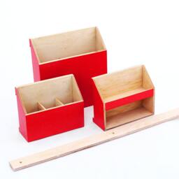 Red Wooden Wall Organizer Scandinavian Minimalist Desk Storage - thumbnail 4