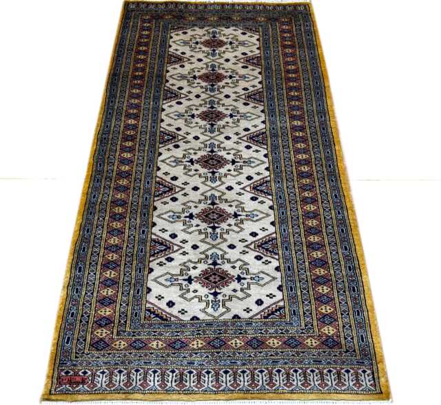 3x6 Beige Color Bokhara Rug - 0.90x1.85 Bedroom Luxury Area Turkish Fine Quality Afghan - image 1