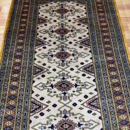 3x6 Beige Color Bokhara Rug - 0.90x1.85 Bedroom Luxury Area Turkish Fine Quality Afghan - thumbnail 3