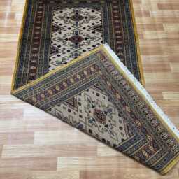 3x6 Beige Color Bokhara Rug - 0.90x1.85 Bedroom Luxury Area Turkish Fine Quality Afghan - thumbnail 4