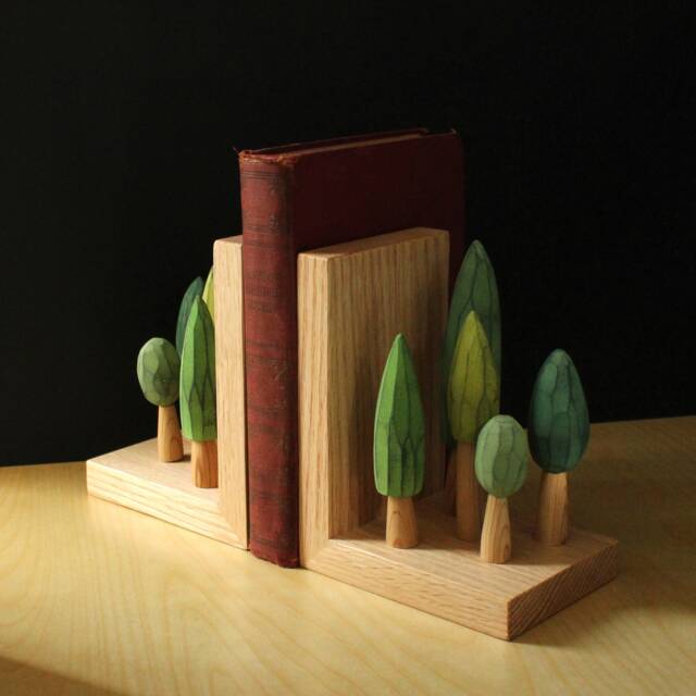Tree Book Ends, Oak Bookends, Green/ Eco Wedding Gift, Home Decor, Gift For Grandpa, Mantel Decor - image 1