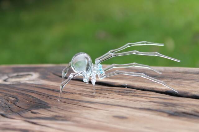Clear Glass Spider Figurine - Blown Halloween - image 1