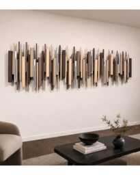 Large Wooden Wall Art, Neutral 3D Decor, Modern Geometric Wood Artwork, Desert Rhythm - thumbnail 1