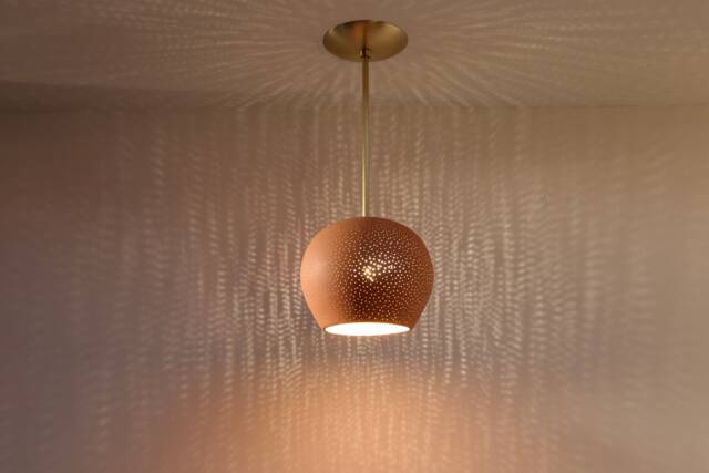 Terracotta Pendant Lamp Ceramic & Brass Rod, Earthy Mood Lighting - image 1