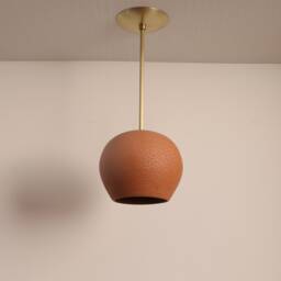 Terracotta Pendant Lamp Ceramic & Brass Rod, Earthy Mood Lighting - thumbnail 2