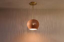 Terracotta Pendant Lamp Ceramic & Brass Rod, Earthy Mood Lighting - thumbnail 1