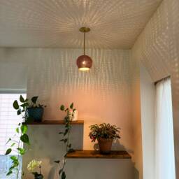Terracotta Pendant Lamp Ceramic & Brass Rod, Earthy Mood Lighting - thumbnail 3