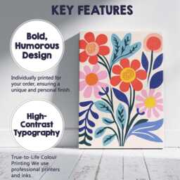 Colourful Folk Art Wildflower Bouquet With Decorative Leaves Canvas Wall Print Decor Picture Ready To Hang - thumbnail 2