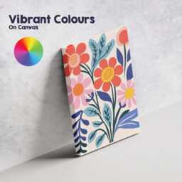 Colourful Folk Art Wildflower Bouquet With Decorative Leaves Canvas Wall Print Decor Picture Ready To Hang - thumbnail 4