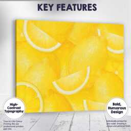 Bright Yellow Lemon Citrus Repeat Pattern Canvas Wall Art Print Decor Picture Ready To Hang - thumbnail 1