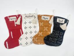 Christmas Decor, Mudcloth Stockings, Mud Cloth Farmhouse Personalized Boho Decor- Aesthetic Stockings