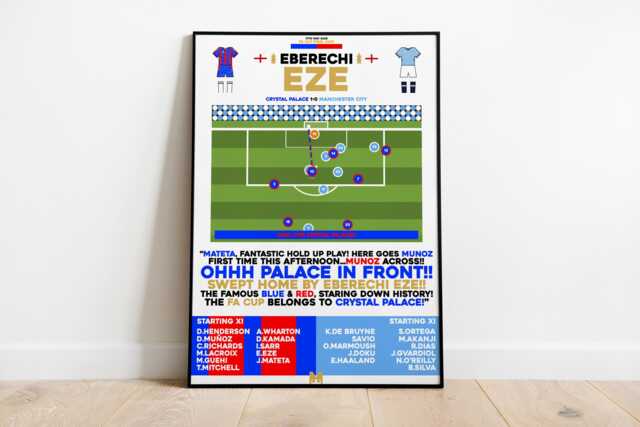Eberechi Eze V Manchester City Print, Crystal Palace Poster, Football Wall Art, Art Fa Cup Print - image 1