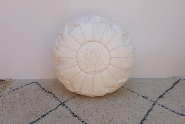 Leather Pouf, Moroccan Poufmoroccan Ottoman Pouf Foostoolmoroccan Leatherpoufsttuning Moroccan - image 1