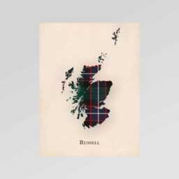 Clan Russell Scottish Tartan Map - Of Scotland Family Wall Decor, Ready To Hang - thumbnail 2