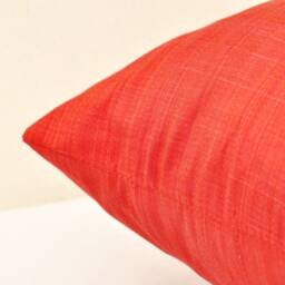 Red Silk Ikat Pillow Cover, Handloom Accent Cushion - 20x20 - thumbnail 3