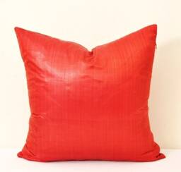 Red Silk Ikat Pillow Cover, Handloom Accent Cushion - 20x20 - thumbnail 1