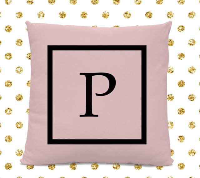 Initial Pillow - Letter With P Monogrammed Custom Throw Pink
