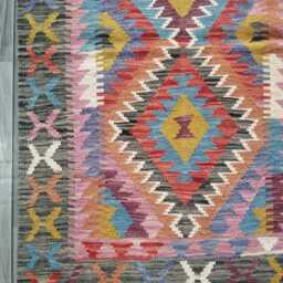 Kilim Rug Multicolour, Handmade Artisan Afghan Turkish Persian Rug, Navajo Moroccan Bohemian Flatweave, Natural Wool Dhurrie 117x82 cm - thumbnail 2