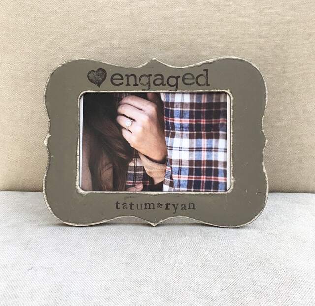 Personalized Engagement Picture Frame Hand Stamped 4x6 Gift - image 1