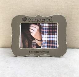 Personalized Engagement Picture Frame Hand Stamped 4x6 Gift