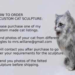 Needle Felted Cat, Custom Made Pet Sculpture, Handmade Animal, Commemorative Portrait - Made To Order - thumbnail 4