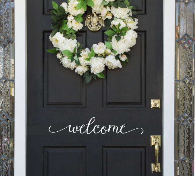 Welcome Door Vinyl Wall Decal Fancy Front Sticker For Home Entrance Gift Idea Simple Decor 018 - image 1
