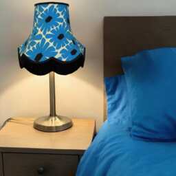 Blue Retro Lampshade With Black Fringe Handmade For Ceiling Lights, Table & Floor Standard Lamp Shades - thumbnail 3