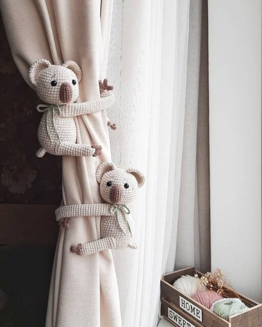 Koala Curtain Tiebacks Nursery Decor Animal Tie Backs Nursery Holder - image 1