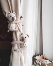 Koala Curtain Tiebacks Nursery Decor Animal Tie Backs Nursery Holder - thumbnail 1