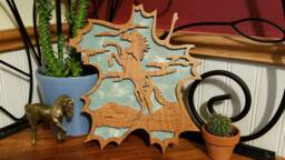 Horse Cherry Wood Scroll Saw Leaf Wall Hanging - thumbnail 1