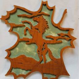 Horse Cherry Wood Scroll Saw Leaf Wall Hanging - thumbnail 3