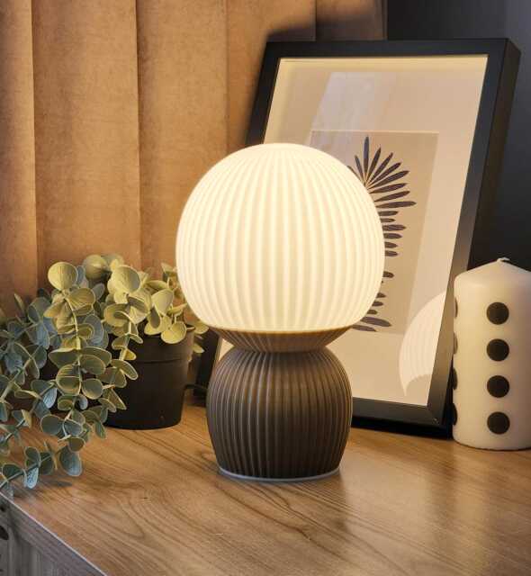 Vega Sphere Table Lamp, Minimalist Biopolymer Ambient Lighting, Scandinavian Nightstand Light - image 1