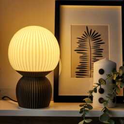 Vega Sphere Table Lamp, Minimalist Biopolymer Ambient Lighting, Scandinavian Nightstand Light - thumbnail 3