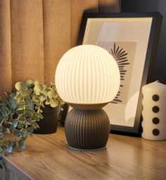 Vega Sphere Table Lamp, Minimalist Biopolymer Ambient Lighting, Scandinavian Nightstand Light - thumbnail 1