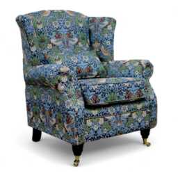 Fireside Armchair in Strawberry Thief - William Morris Tapestry Wine/Green/Indigo - thumbnail 4