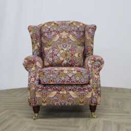 Fireside Armchair in Strawberry Thief - William Morris Tapestry Wine/Green/Indigo - thumbnail 3
