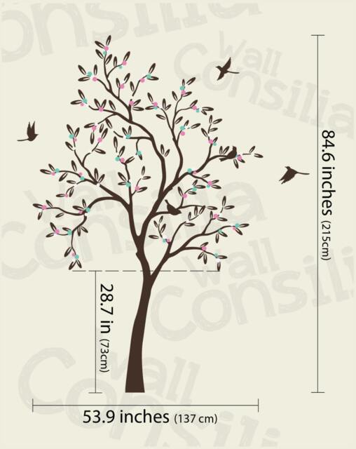 Nursery Tree Wall Decal With Birds - 85x54 - image 1