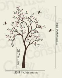 Nursery Tree Wall Decal With Birds - 85x54 - thumbnail 1