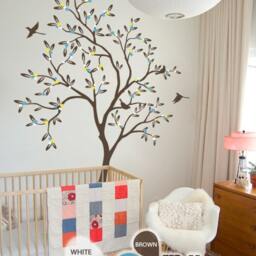 Nursery Tree Wall Decal With Birds - 85x54 - thumbnail 2