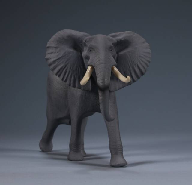 Elephant Sculpture By John Perry Free Standing 7 Inches Tall Airbrushed - image 1
