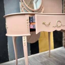 French Style Kidney Shaped Vanity - Elegant Dressing Table - thumbnail 2