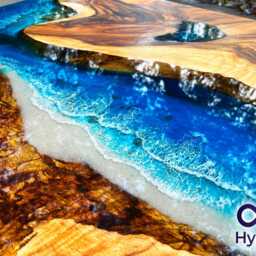 Personalized Live Edge Resin Dining Table Blue Ocean Epoxy, Reclaimed Wood - thumbnail 2