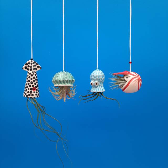 An Octopus Garden Collection Of 4 Mini Hanging Air Planters, Gift - image 1