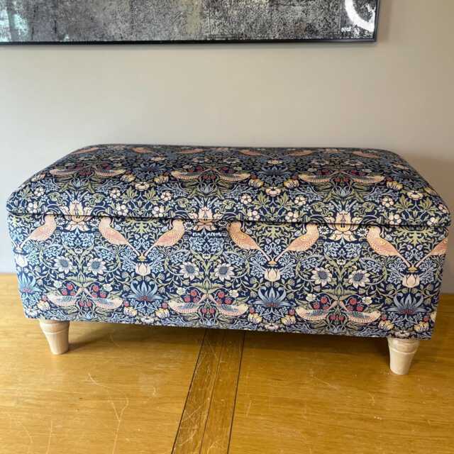 William Morris Ottoman Footstool Handmade Storage Box With Legs - image 1