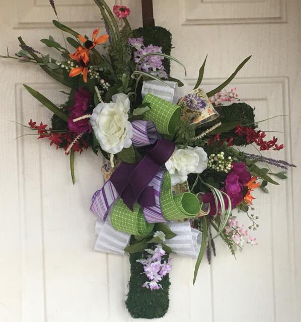 Floral Cross, Wall Decor, Funeral Arrangement, Cemetery Or Anywhere You Want Beautiful Character - image 1