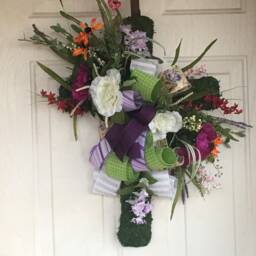 Floral Cross, Wall Decor, Funeral Arrangement, Cemetery Or Anywhere You Want Beautiful Character - thumbnail 2