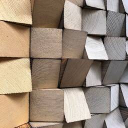 Reclaimed Wood Wall Art - 3D Sound Diffuser, Gold Gray Gradient - thumbnail 3
