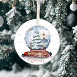 Personalised Ballerina Christmas Decoration - Granddaughter Gift Custom Bauble For Girls Stocking Filler Box - thumbnail 1
