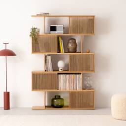 Moll - Wooden Room Divider Shelf, Modern Open Shelving Unit, Decorative Separator - thumbnail 2
